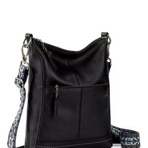 The Sak Lucia Leather Crossbody - Black / Silver / Blue